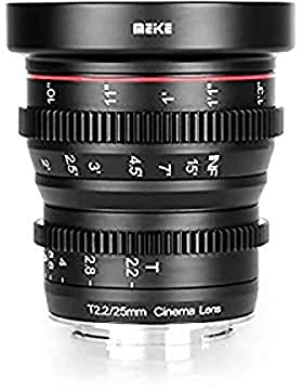 Meike - Obiettivo grandangolare 25 mm T2.2 Cine Cinema con focus manuale per collegamento Fuji
