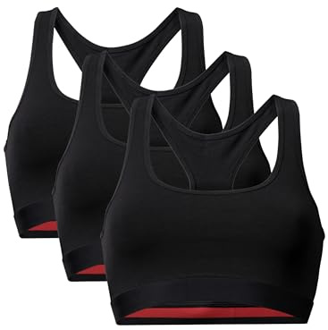 DANISH ENDURANCE Sujetador de Algodón Orgánico, Ropa Interior Mujer Suave, Negro 3 Pack, XS
