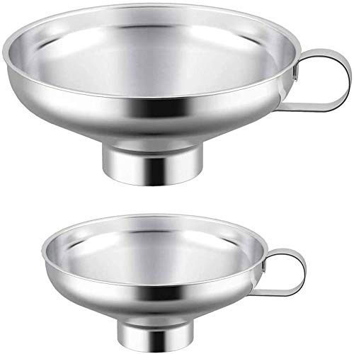 2 Stück Canning Trichter, Edelstahl Jam Trichter, Weithals Trichter, Küchen Edelstahl Weithals Trichter Set Zum Übertragen Von Flüssigkeit, Pulver, Bohnen Und Marmelade (Klein Und Groß)