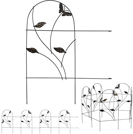 Relaxdays Recinzione da Giardino, Set 5 Pareti per Cortile, Recinto Decorativo, Metallo, Design Antico, 46x250 cm, Nero