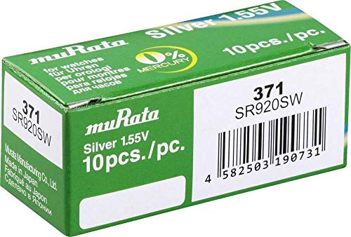 Murata SR920SW-PBWW Knopfzelle, Silberoxid, 371, 40 mAh, 1,55 V, 10 Stück