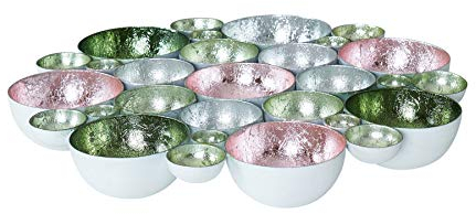 levandeo Teelichtschale 30x30cm Metall Pastell Rosa Silber Grün Schale Teelichthalter Windlicht Kerzenhalter