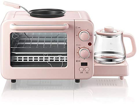 Multifunction Breakfast Machine Mini Household Electric Oven Cake Baking Fry Pan Warm Drinking Pot Toaster Pink