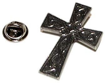Anstecknadel mit keltischem Kreuz, Zinn, mit Geschenkbeutel