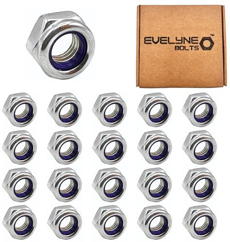 M4 Nyloc Steel Nuts, 4mm Self Locking Nuts with Nylon Inserts (20 Pack) Evelyne