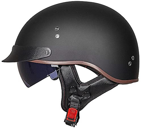 BDTOT Casco Jet Moto Vintage Helmets Mezzo Scooter Caschi da Motociclista Uomo Donna Casco da Moto con Visiera per Bici Cruiser Chopper Scooter Ciclomotore DOT/ECE Approvato retrò Casco