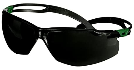 3M SecureFit 500 Gafas de seguridad, montura verde/negro, recubrimiento antirrayaduras+ (K), lente gris IR 5.0, SF550ASP-GRN-EU