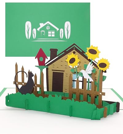 Pop-Up 3D Karte Haus & Garten z.B. als Grußkarte an die Nachbarn