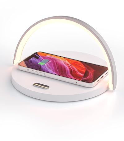 COLSUR Lámparas de Mesita de Noche, Lampara con Cargador Inalámbrico, 15W Moderna Lampara para, Lámpara de Mesa Led Táctil Regulable con 3 Niveles de Brillo, Control Táctil