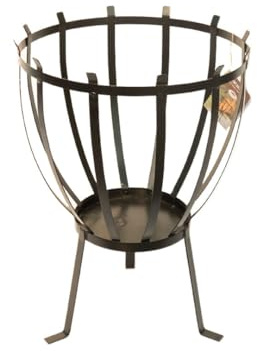 Esschert Design Feuer Eimer Schale Stelle Korb schwarz Metall rund Garten Griff