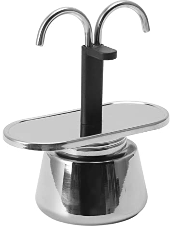 Olla Moka, 100ml Acero Inoxidable Mini 2 Tazas Moka Pot Stovetop Coffee Maker, Cafetera Espresso de Doble Tubo de Estilo Italiano Clásico que Hace Café Fácilmente Regalo para Amigos
