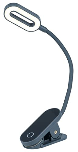 moses. libri_x Klemmleuchte Touch Blau, Dimmbares Leselicht mit Touchfunktion, Wiederaufladbare Leuchte mit Dimmer in 3 Stufen