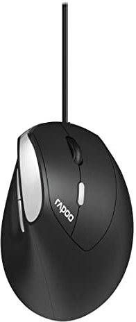 Rapoo EV200 Vertical Ergonomic Mouse - Vertikale Maus ergonomisch mit Kabel | 5 Tasten Vertikalmaus kabelgebunden USB-A, einstellbar bis 1600 dpi, schwarz