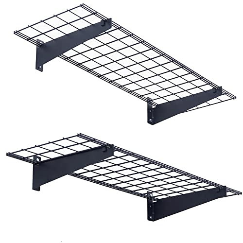 Wallmaster 2-Pack 15x45 Heavy Duty Garage Wall Shelving 45-inch-by-15-inch Wall Mount Garage Storage Rack Floating Shelves Max Load 400lb Black