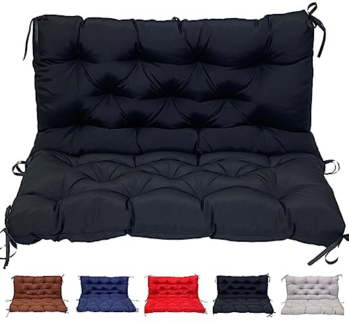 Sitzkissen Für Hollywoodschaukel Mit Rückenlehne Polster Für Gartenbank Sitzkissen Bankkissen Bankauflage Für Gartenbank Schaukelkissen Bodenkissen Kissen Outdoor Indoor(Size:60X40INCH,Color:Black)
