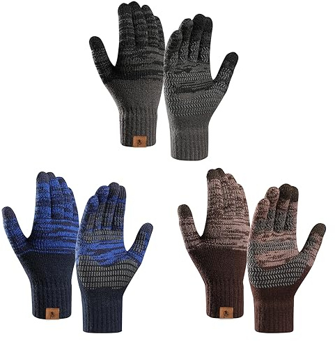 INSISMY Handschuhe für Herren und Damen mit Fleecefutter Touchscreen Thermo Handschuhe Rutschfeste Winterhandschuhe mit Dehnbares für Outdoor Sport Laufen Fahrrad