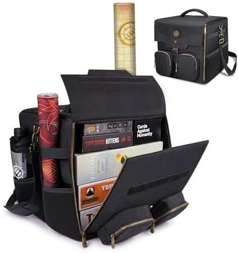 ENHANCE Sac Bandoulière Jeux de Société - Sac de Transport et Rangement, Sangle épaule, Poches Accessoires pour dés, Cartes, Jeux de Plateau