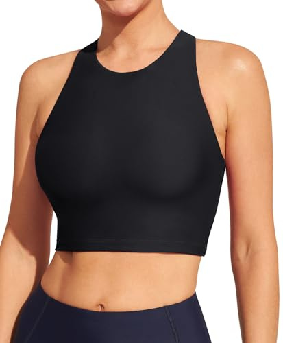 Ewedoos Women's Swim Bra - Adjustable Strap Padded Sports Bra Swimsuit Top - Modest Swim Tops - Black