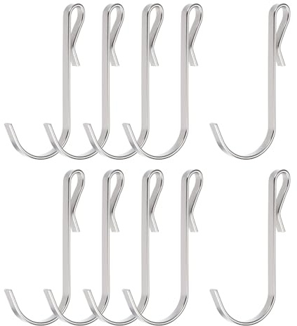 sourcing map 30pcs Stainless Steel J Shaped Hooks, Clip-on Hook Wire Rack Hook for Kitchen, Bedroom, Office, Wire Shelf Silver 2.4INCH