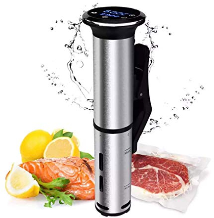Olla Sous Vide, Olla de Precisión Ultra Silenciosa de Acero Inoxidable de 1200 W con Control Preciso de Temperatura y Pantalla Digital con Temporizador, IPX7 a Prueba de Agua