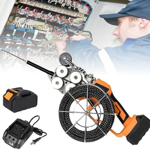 Filettatrice Completamente Automatica, Infilatrice Per Tubi Nascosta Con Filo Per Elettricista Filettatrice Automatica Per Filo Scuro Strumento Per Tirare Il Filo Elettrico ,2batteries-20metersline