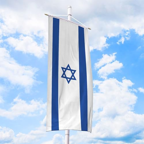 Israel Flagge 150 x 400 cm - für Fahnenmast, Israelfahne aus reißfestem Fahnen-Polyester-Stoff, Bannerfahne wetterfest und UV-beständig