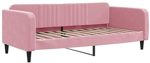 ZQQLVOO Betten, bettrahmen & lattenroste Schrankbett Polster kopfteil Tagesbett Rosa 100x200 cm Samt