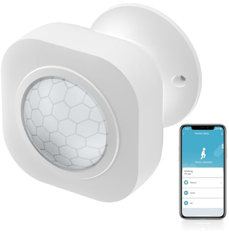 Wi-Fi Motion Sensor: Tuya Smart PIR Motion Detector with App Alerts, Battery Powered, Infrared Wireless Alarm System for Alarm System & Smart Home Automation (Wi-Fi version)