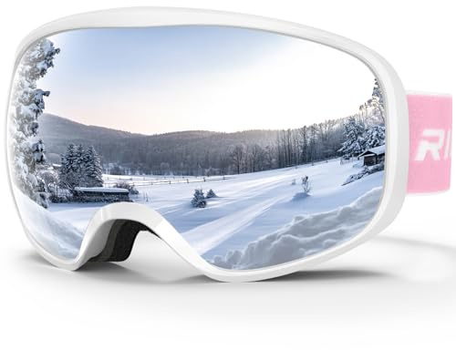 RIOROO Lunettes de Ski Masques Snowboard qualité supérieure pour Enfant 3 à 14 Ans pour Garçons et Filles100% OTG Protection UV Anti-Buée Coupe-Vent Ski Masques Snowboard-double lentille