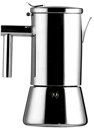 ZLSNOBLE Cafetera Espresso para Estufa, Cafetera Espresso De Acero Inoxidable, Cafetera De Goteo Espresso Aroma Inducción Cerámica Estufa Llama Abierta Cafetera(350ML)