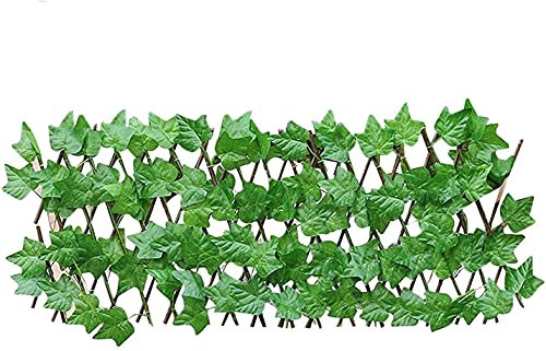 Treillis de jardin en bois avec feuilles artificielles rétractables et extensibles pour clôture de jardin