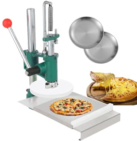 DDNGEJ Manuelle Pizzapresse, Teigausrollmaschine mit 2 Tellern, professionelle Brot- und Gebäckpresse mit Federdesign, hochflexible Teigpresse für Snacks im Heimgebrau