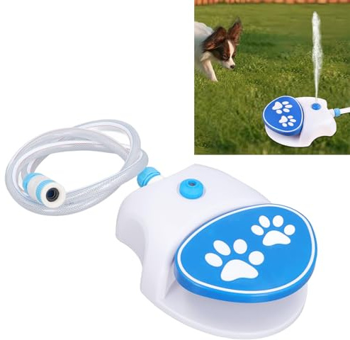 Tyenaza Outdoor Hundewasserbrunnen, Schritt zu Fuß aktiviertes Hundwasserspender automatischer Hundwassersprinkler mit Schlauch für alle Haustiere (26,5 x 21 x 8 cm)