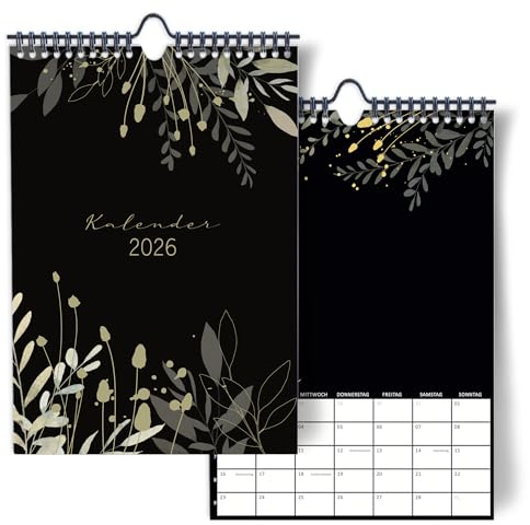 Fotokalender 2026 zum Selbstgestalten I Edler Bastelkalender 2025, DIN A4 I Dunkles Design mit Goldenen Akzenten I DIY Kalender Fotos I Geschenk für Freunde, Eltern, Großeltern