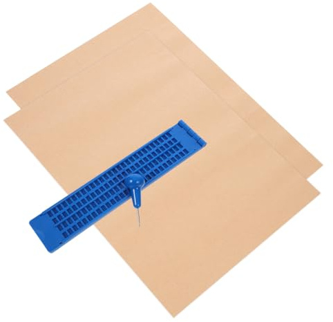 SOPOTUTU Set Kit per Scrittura Braille con Stilo e Tavoletta in Plastica Blu, Resistente e Maneggevole, 27 Righe e 30 Spazi, Ideale per Apprendimento e Pratica