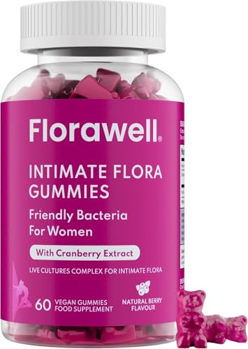Florawell® Intimate Flora Gummies – Advanced Multi-Strain Live Cultures Complex – Women's Intimate Gummies – Delicious Natural Berry Flavour – 60 Vegan Gummies