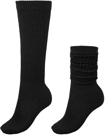 Xinjoduz Lange Socken Damen Weiche Trachtenstrümpfe Schwarze Kniestrümpfe Stulpen Damen Baumwolle Stulpensocken Schwarz Winter Lange Socken für Fitness Yoga Gymnastik