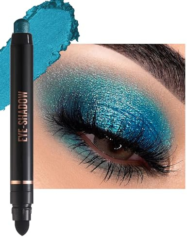 Vert Jade Crayon Fard a Paupiere Paillette, Longue Durée Waterproof | Ombre a Paupiere Stick, Smooth Texture Paillettes Fard a Paupiere Crème, Highly Pigmented Avec Pinceau, Maquillage Femme
