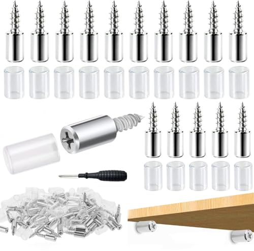 44 Stück Einlegeboden-Schrauben Regalbodenträger zum Schrauben, Einlegeboden Halter mit Gummischutz, Selbstschneidende Schraube Regalbodenträger für Schrank, Möbel, Bücherregale, Weinkühler