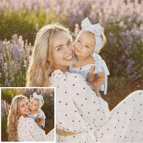 Rainsar Diamond Painting Eigenes Foto – Personalisiertes Diamond Painting Set für Erwachsene, Crystal Art mit Eigenem Bild, Diamant Painting Selbst Gestalten, Runde oder Quadratische Steine, 30x40cm
