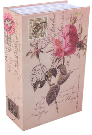 Dictionary Book Secret Safe, 7.09×4.53×2.17in Secret Safe Book Metal Security Box Money Cash Jewelry Lock Storage Collection Box with Key Lock (Rose Diary Type)