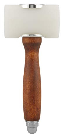 Acouto Leather Carving Mallet Wooden Handle Carving Hammer 7.3in Nylon Head 2in Diameter Ergonomic Grip Balanced Weight for Leather Stamping Wood Beginners and Carvers