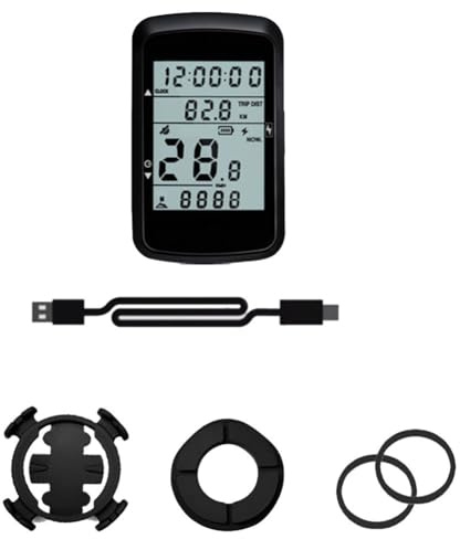 MoSundi GPS per computer da bicicletta wireless, display da 24 pollici, batteria 1200 mAh, tipo di carica, navigazione multi-sistema per guida su strada, per dispositivo nero