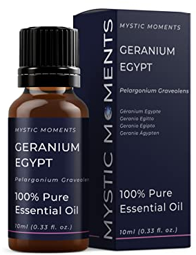 Mystic Moments | Geranium Egypt Essential Oil 10ml - Pure & Natural Oil for Diffusers, Aromatherapy & Massage Blends Vegan GMO Free