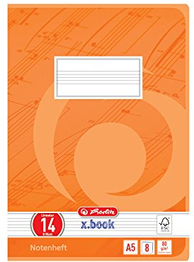 Herlitz 3321403 Hefte A5/8 Lineatur 14 (Notenlinien ohne Hilfslinien) FSC Mixed 10er Packung Motive sortiert