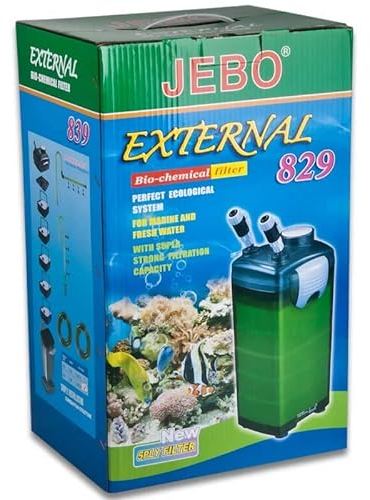 Aquarium Außenfilter JEBO 829, Kanisterfilter inkl. aller Filtermedien und Anschlußschläuchen