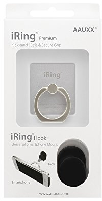 iRing Premium Style Ring, Smartphone-, Handy-Halterung, Haltegriff, Standfuß, Autohalterung, Selfie, für iPhone 6/6Plus/6S, Galaxy 5/S6/Note, Sony Xperia Z5, LG G4/Nexus 5 X, Huawei G8/P8, HTC One A9/M9/Desire silber