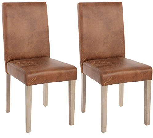 Mendler 2er-Set Stuhl Littau - Wildlederimitat Beine Struktur - Eiche
