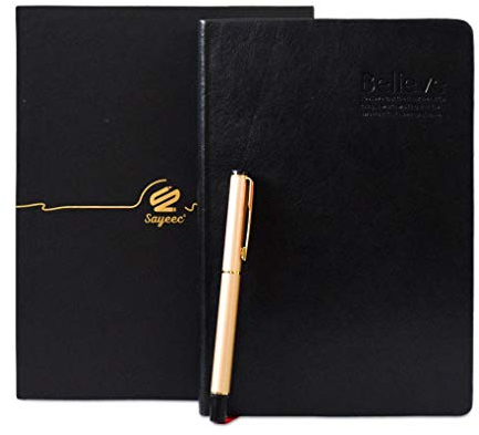 SAYEEC A5 Klassisk vintage mjukt konstläder 360 ark dubbelsidigt linjerat papper anteckningsbok journal för reservoarpenna skriva fantastisk present till jubileum / födelsedag / jul / helgdag