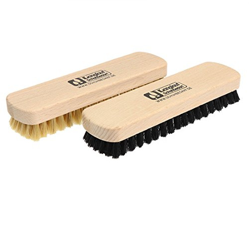 Qualitäts Schuhbürsten mit Naturborsten - 2 Stück Glanzbürsten für die Reinigung oder Politur - großer Schuhbürsten Griff aus Buchenholz - Polierbürste Made in Germany